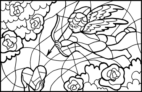 Cupid Angel Stained Glass Coloring Page